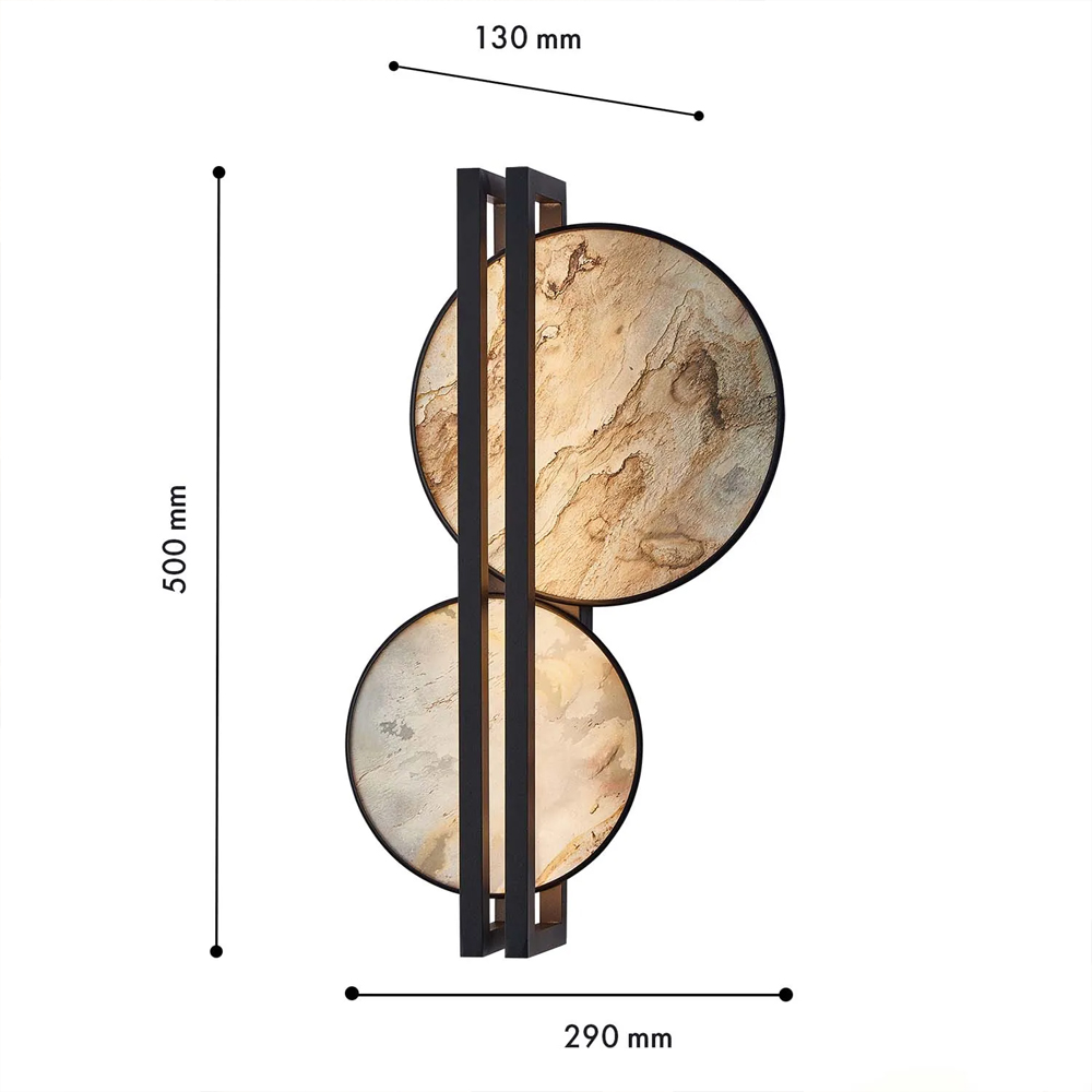 Бра из двух каменных дисков в металлической раме Constellation в Ростове-на-Дону