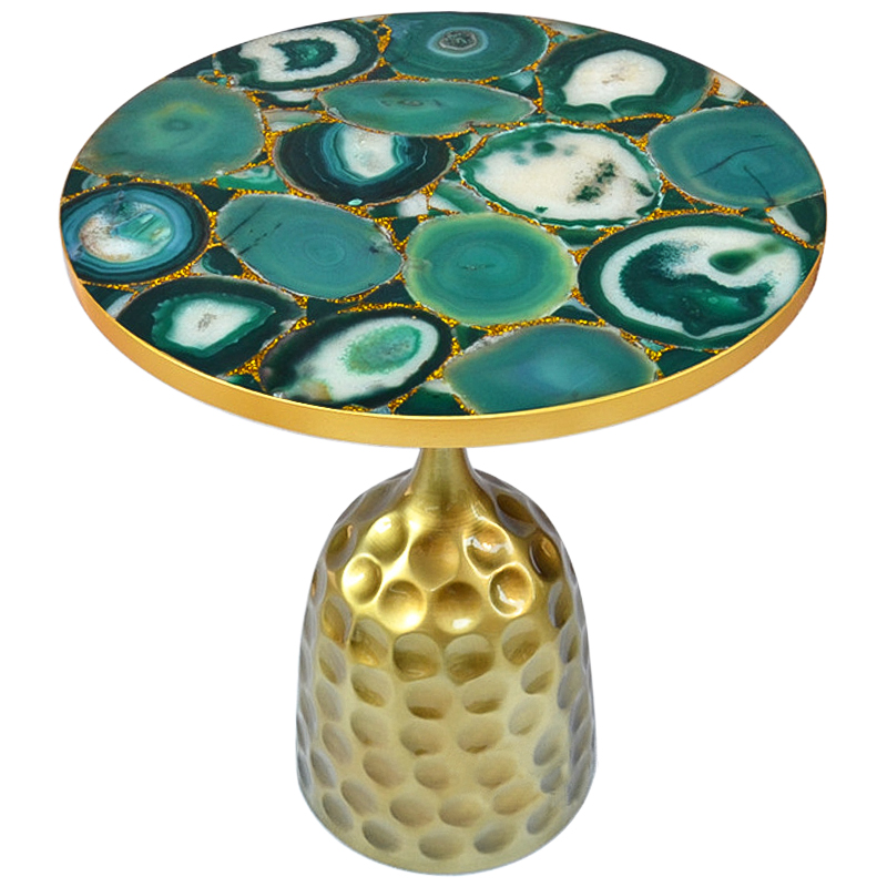 Приставной стол Cluster Surface Green Agate Side Table Зеленый Латунь Золотой в Ростове-на-Дону | Loft Concept 