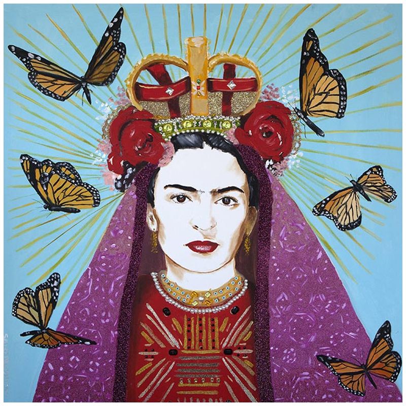  Frida with roses on her head and butterflies   -- | Loft Concept 