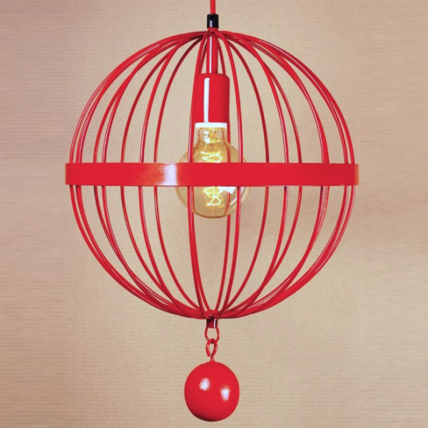 Подвесной светильник Wire Cage Pendant Spher Red Красный в Ростове-на-Дону | Loft Concept 