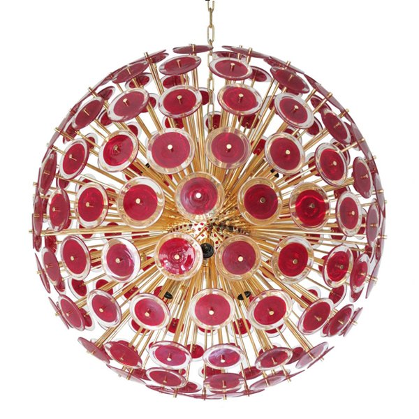 Murano Red Disco Glass Sputnik Chandelier Vistosi  (Red)   -- | Loft Concept 