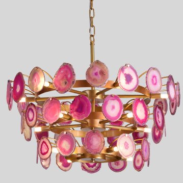  Agate Burst Chandelier 3 Round pink ̆ ̆   -- | Loft Concept 