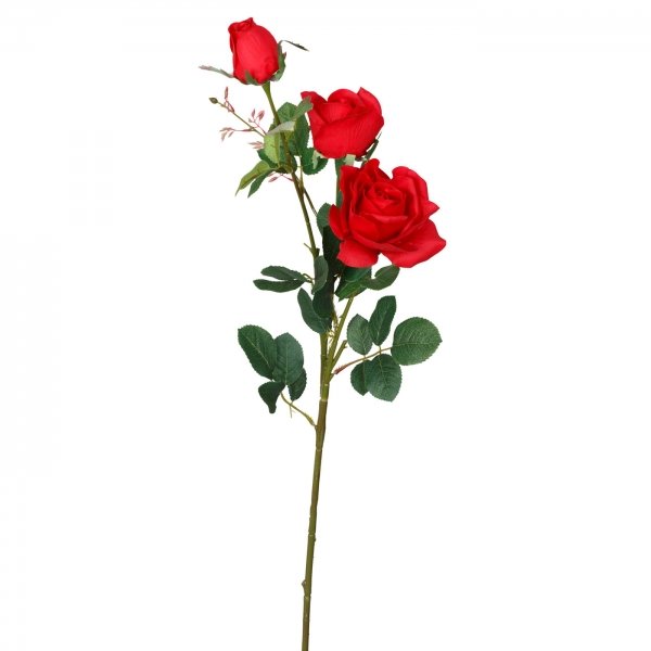 Декоративный искусственный цветок Large Branch Red Rose Зеленый Красный в Ростове-на-Дону | Loft Concept 