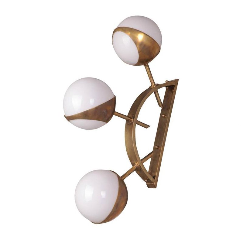  Midcentury Style Triple Orb Brass and Glass Wall Lamp    -- | Loft Concept 