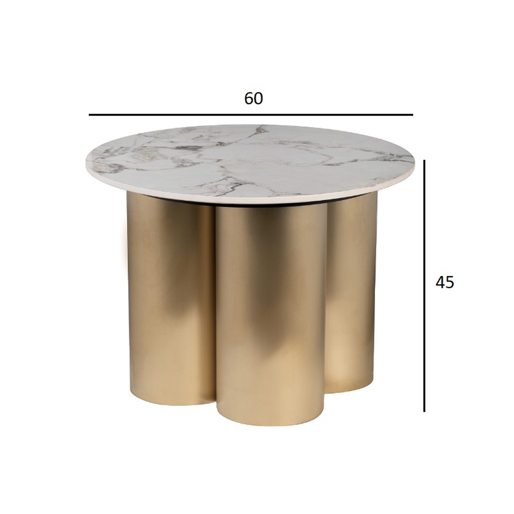 Стол журнальный круглый керамогранит белый Keramos в Ростове-на-Дону