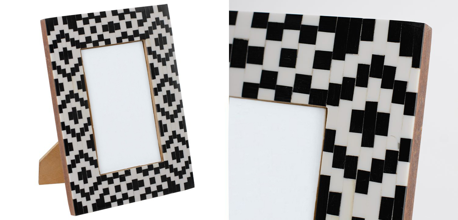 Фоторамка кость Black&white Indian Bone Inlay photo frame - фото