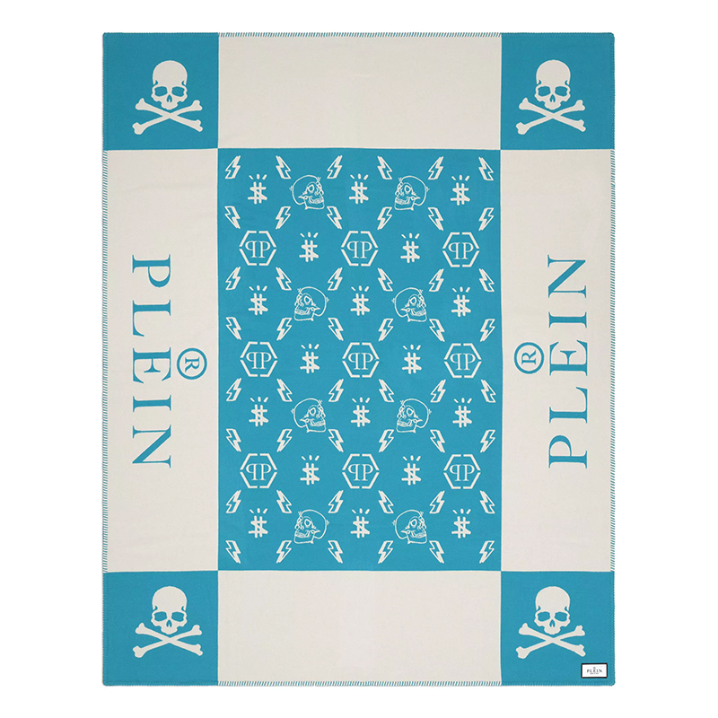  Philipp Plein Plaid Cashmere Skull Blue    -- | Loft Concept 