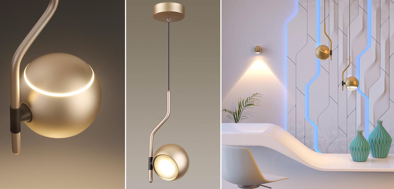 Подвесной светильник Auge Horst Gold - фото