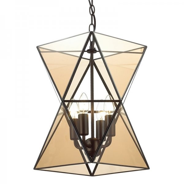 PolyPyramid Glass Pendant 4 Cognac   -- | Loft Concept 