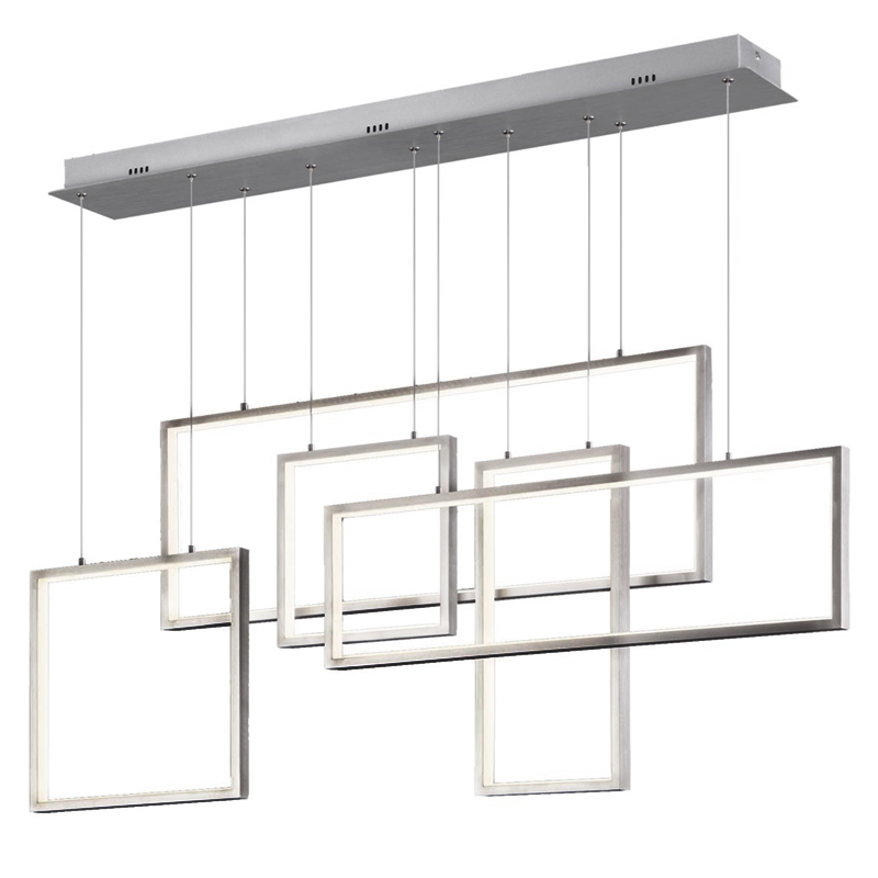 Люстра Rectangle Geometry Chandelier Nickel 5 Никель Сатин в Ростове-на-Дону | Loft Concept 