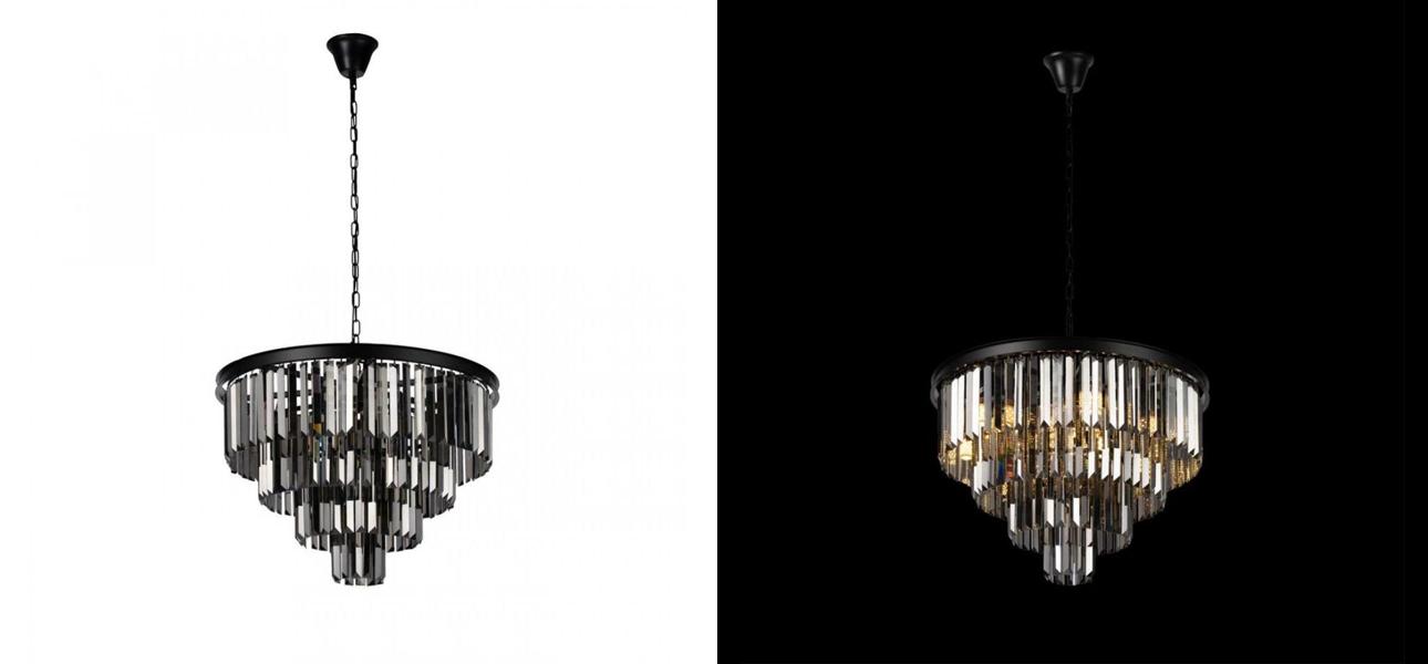 Круглая Люстра Odeon Black iron Four Layers Серое Стекло диаметр 60 см - фото №2