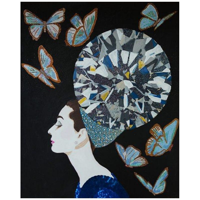  Audrey with Diamond Headdress, Butterflies, and Black Background   -- | Loft Concept 