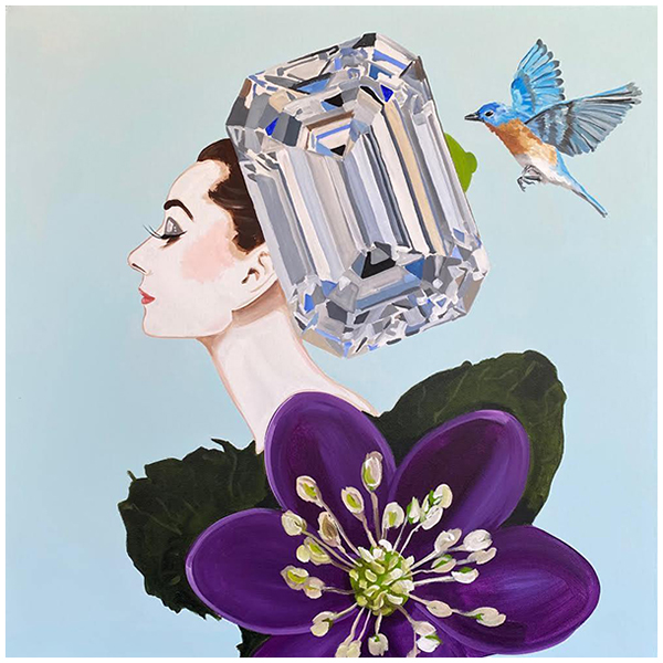  Audrey with Diamond Headdress and Purple Blossoms Dress   -- | Loft Concept 