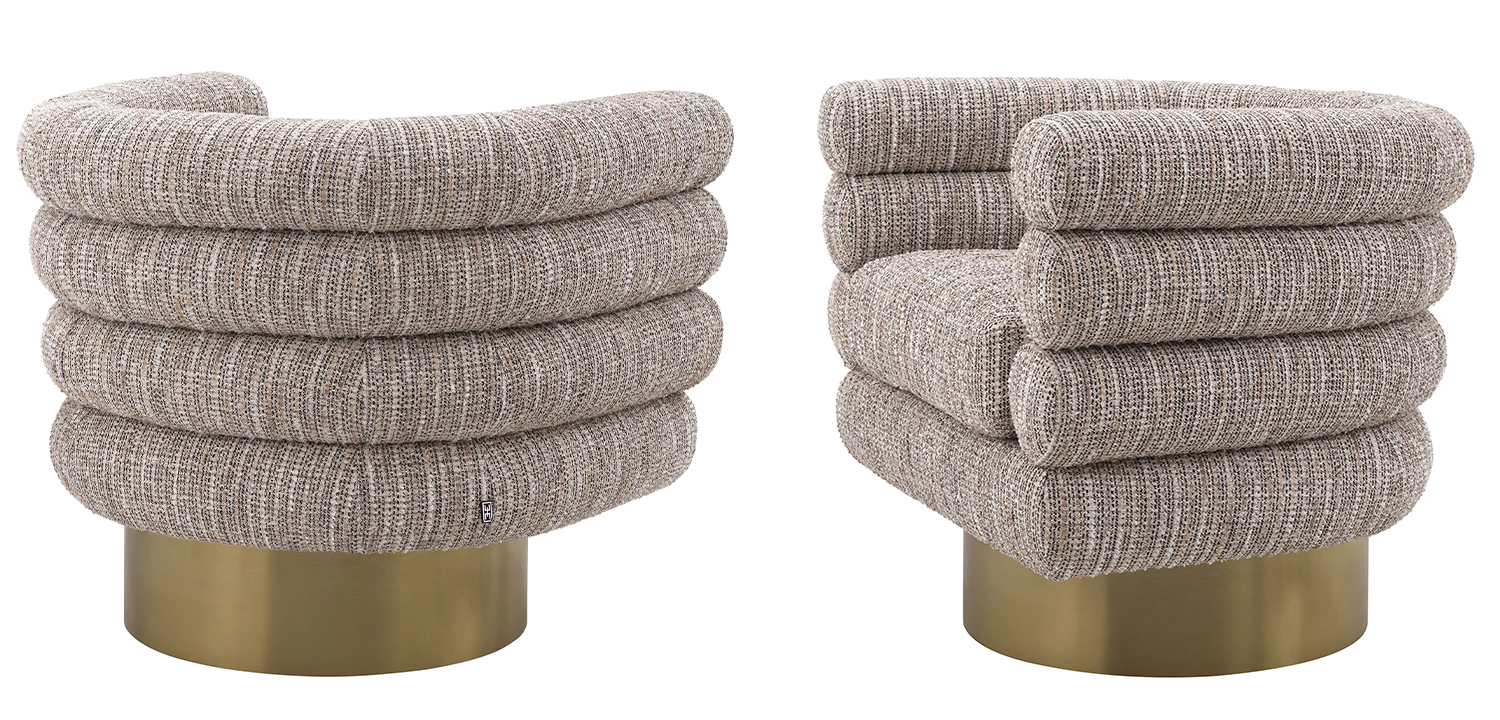 Кресло Eichholtz Swivel Chair Maguire Бежево-серый Латунь - фото №1