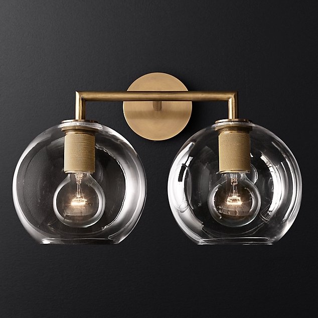  RH Utilitaire Globe Shade Double Sconce Brass     -- | Loft Concept 