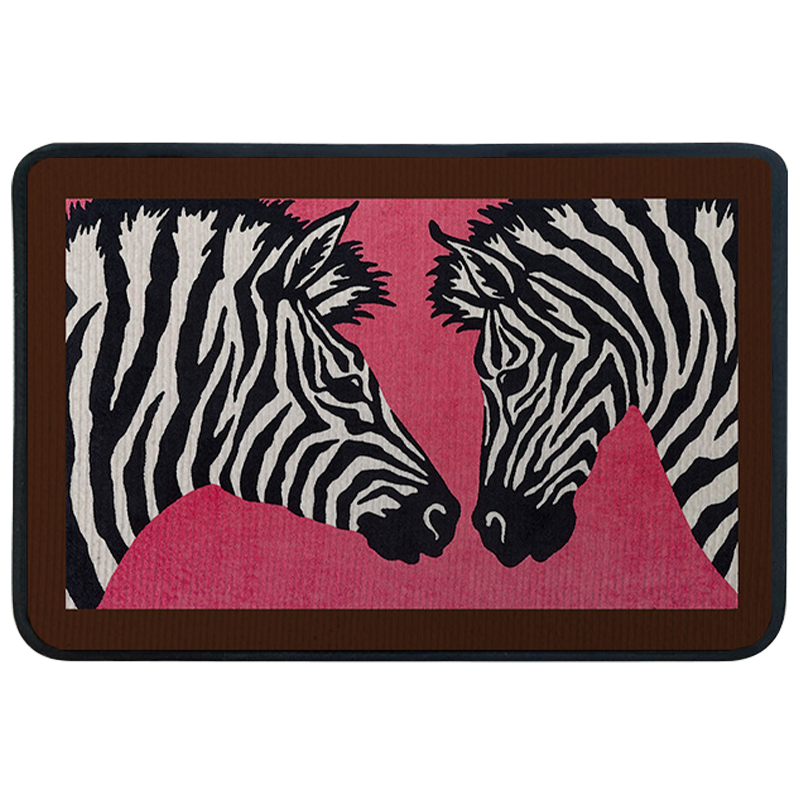 Ковер для прихожей и ванной Hermes Zebra Twins Rug Розовый Черно-белый в Ростове-на-Дону | Loft Concept 