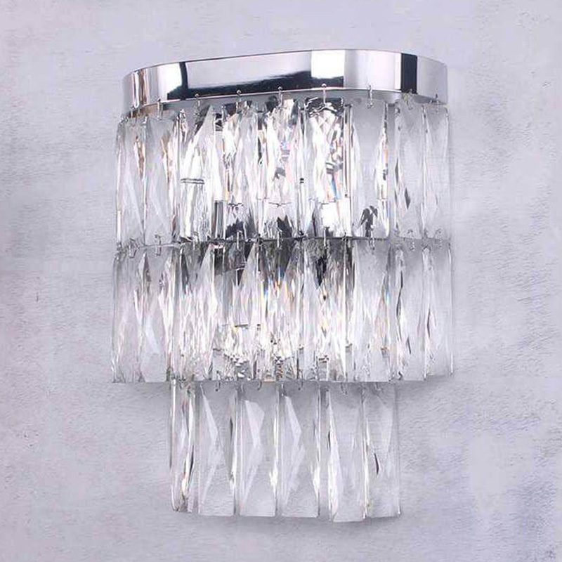 Crystal Pendants Regena Chrome Wall Lamp   (Transparent)  -- | Loft Concept 