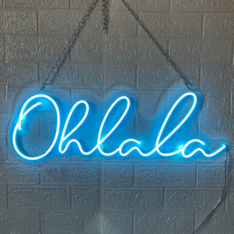 Неоновая настенная лампа Oh La La Neon Wall Lamp Синий Прозрачный Синий в Ростове-на-Дону | Loft Concept 