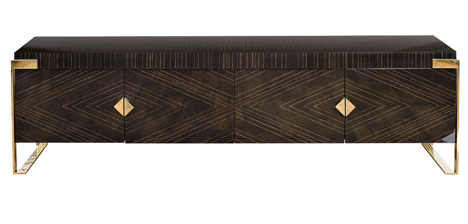 TV-тумба в стиле арт-деко Mercer Golden Geometry - фото №1