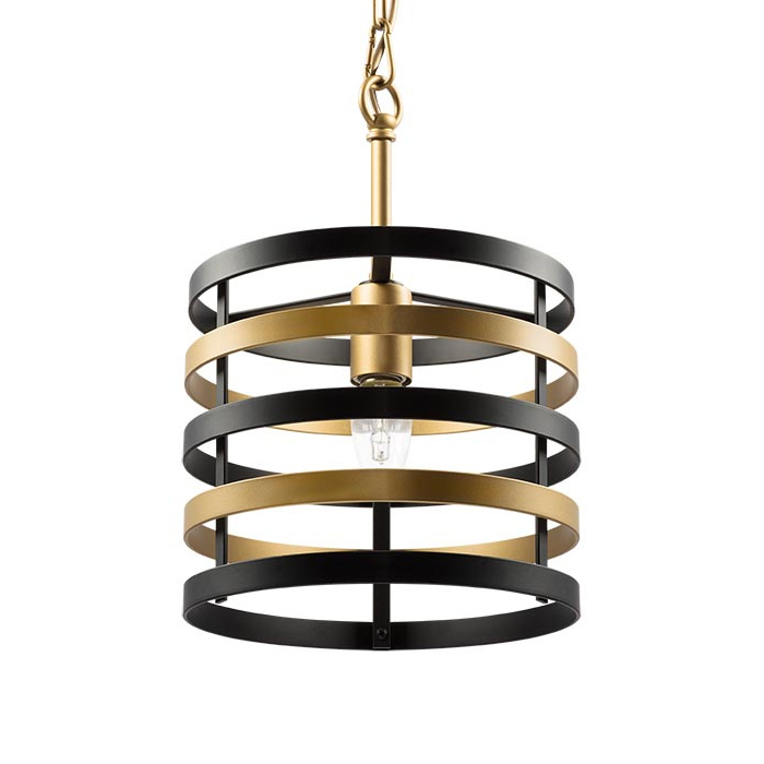 Подвесной светильник Gold Stripes Chandelier Черный Золотой в Ростове-на-Дону | Loft Concept 