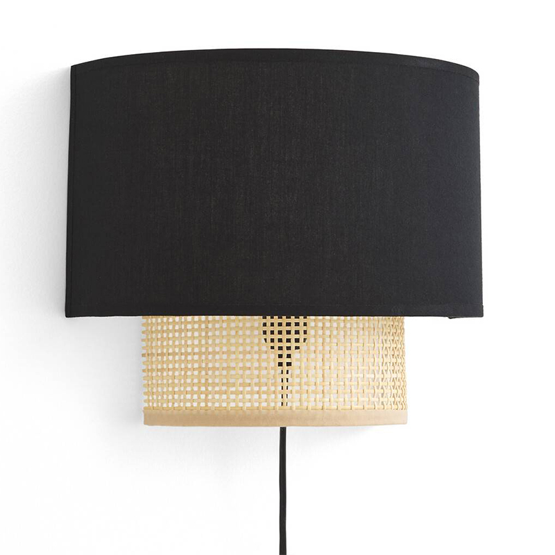 Бра Ottar Wicker Black lampshade Бежевый Черный в Ростове-на-Дону | Loft Concept 