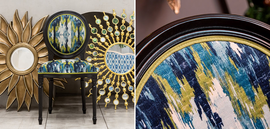 Мягкий стул с сине-зеленым узором Ikat Pattern - фото №1