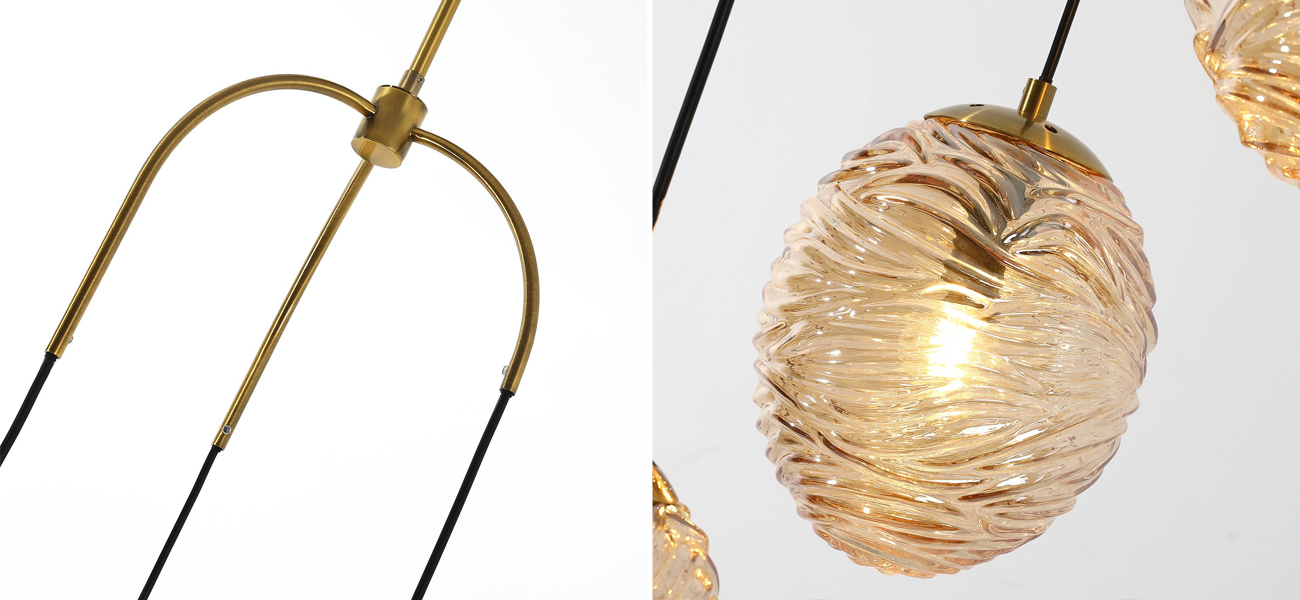 Люстра с плафонами янтарного цвета Perforated Glass 3 Лампы - фото №1