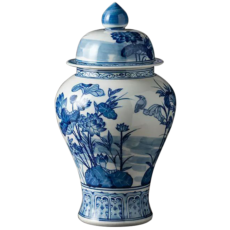    Ceramic Blue Flowers and Bird Vase    -- | Loft Concept 