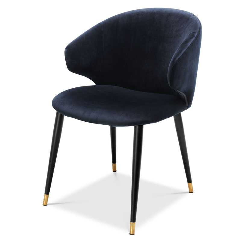 Стул Eichholtz DINING CHAIR VOLANTE blue Темно-синий Черный Золотой в Ростове-на-Дону | Loft Concept 