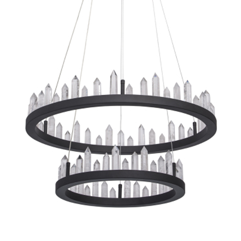 Люстра с двумя кольцами черного цвета с хрустальными элементами QUARTZ CRYSTAL Черный Прозрачный в Ростове-на-Дону | Loft Concept 