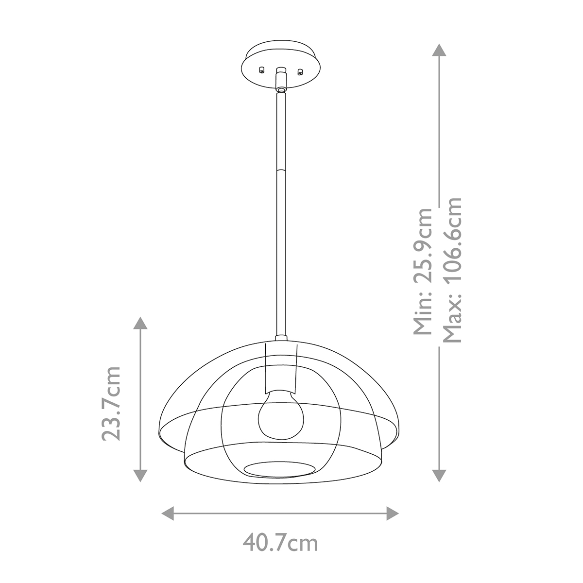 Подвесной светильник с прозрачным двойным стеклянным плафоном в форме купола и внутренней сферой Hinkley в Ростове-на-Дону