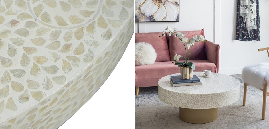 Стол Кофейный Bone Inlay с мозаичным рисунком из раковин устриц Стол Кофейный Bone Inlay с мозаичным рисунком из раковин устриц - Loft-Concept в Ростове-на-Дону