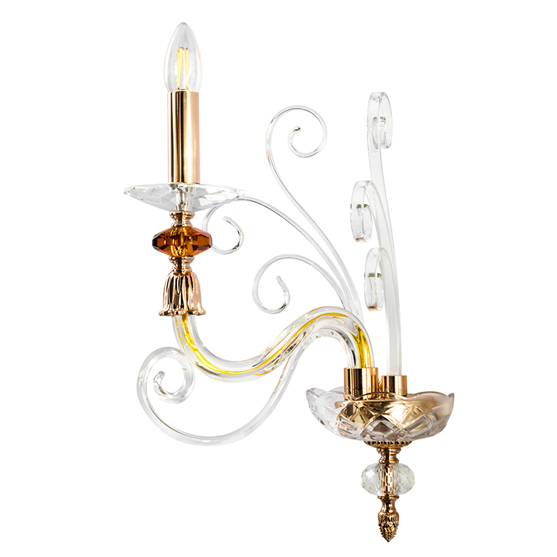 Бра с изогнутыми прозрачными элементами из стекла Twisted Glass Candles Золотой Прозрачное Стекло в Ростове-на-Дону | Loft Concept 