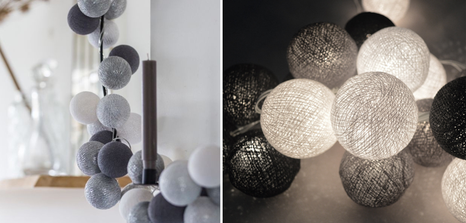 Гирлянда хлопковые фонарики Сotton Ball Silver Mix - Loft-Concept в Ростове-на-Дону