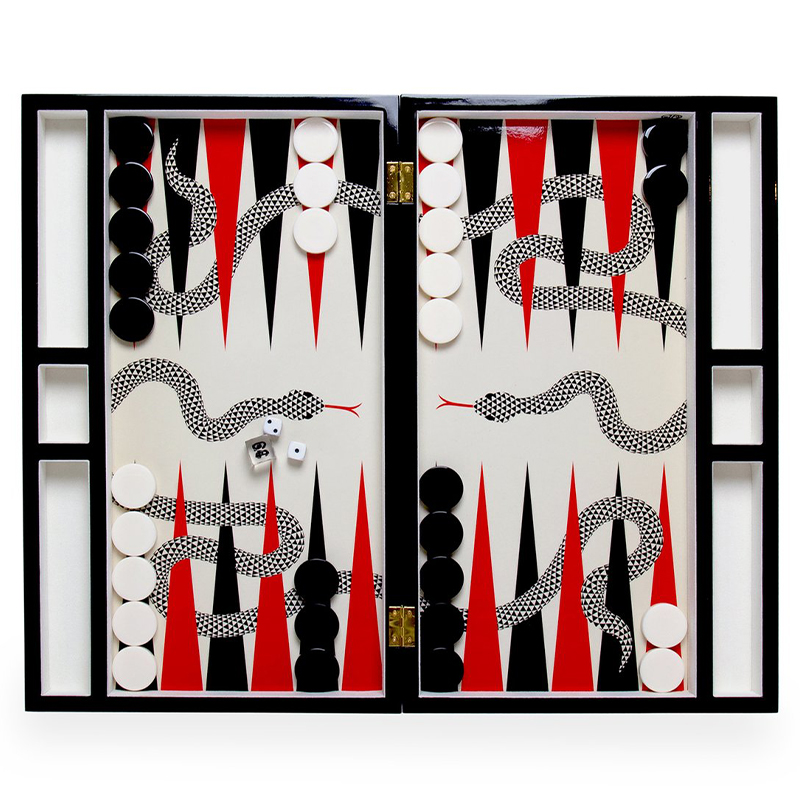 Нарды  EDEN BACKGAMMON SET Jonathan Adler Красный Черный ivory ( слоновая кость ) в Ростове-на-Дону | Loft Concept 