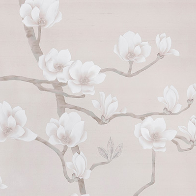    Magnolia Canopy Original colourway on Rose Water metallic slub silk   -- | Loft Concept 