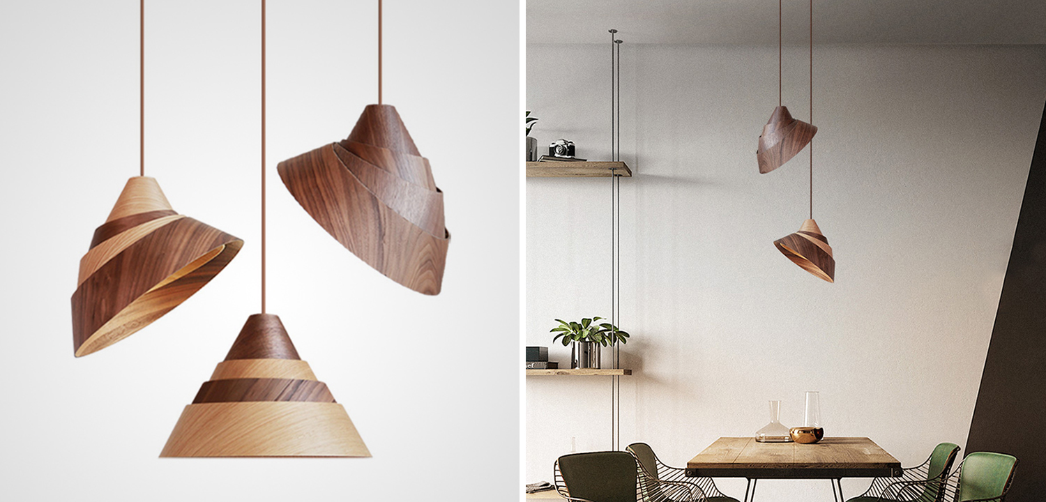 Подвесной светильник с пирамидальным корпусом VILIO A Light Два цвета дерева - фото