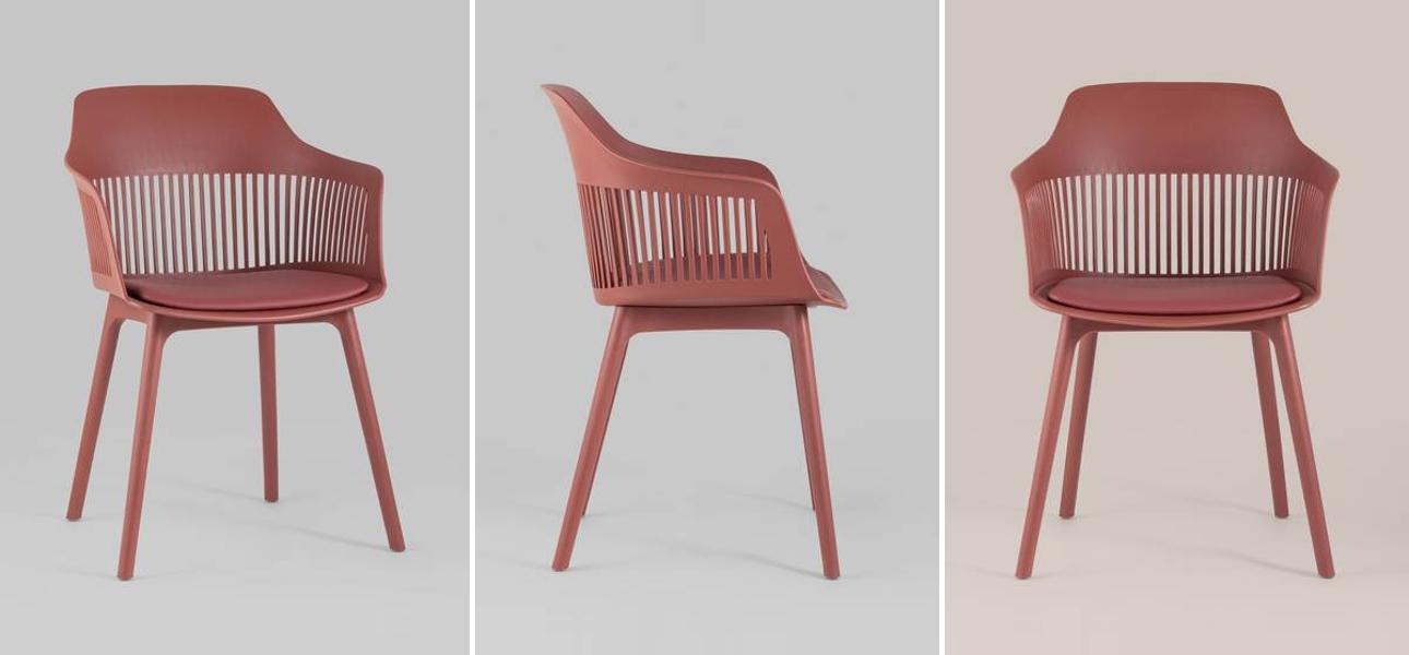 Стул Crocus Chair Терракотовый цвет Подушка эко-кожа - фото