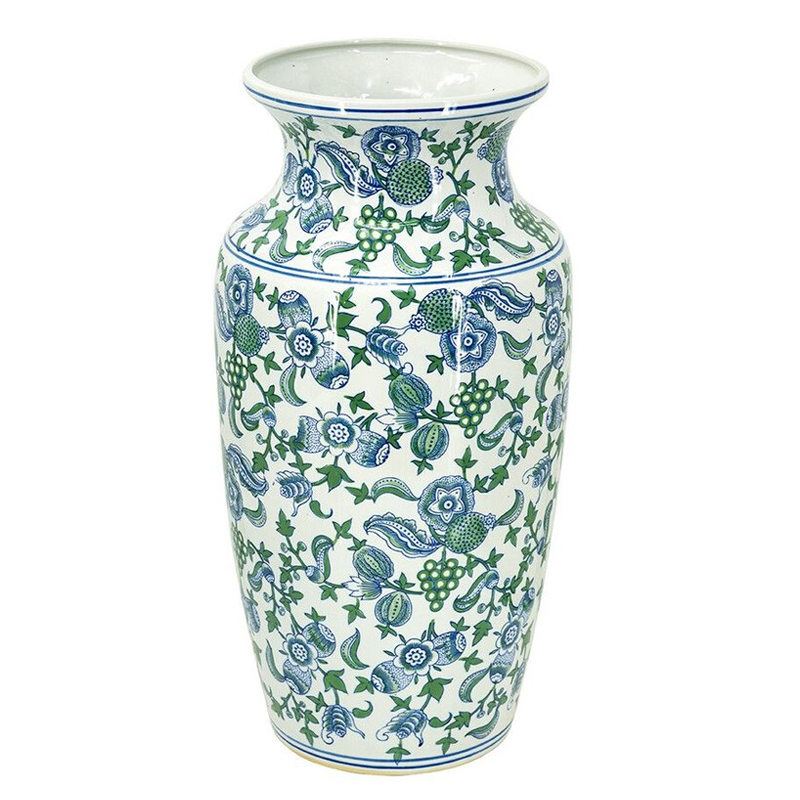 Ваза с зелено-голубым цветочным узором на белом фоне 61 см Blue & White Ornament Белый Синий Зеленый Ваза с зелено-голубым цветочным узором на белом фоне 61 см Blue & White Ornament Белый Синий Зеленый в Ростове-на-Дону | Loft Concept