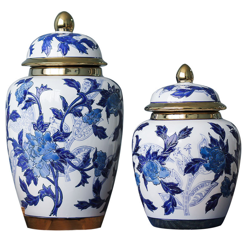  Porcelain Oriental Blue Ornament Vases     -- | Loft Concept 