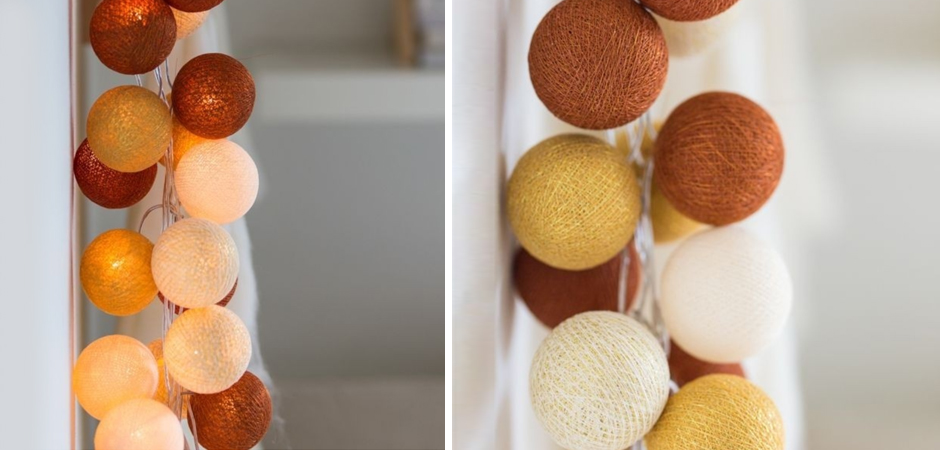 Гирлянда хлопковые фонарики Сotton Ball Gold-Copper - Loft-Concept в Ростове-на-Дону