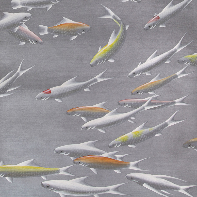    Fishes Koi on Flash metallic Xuan paper   -- | Loft Concept 