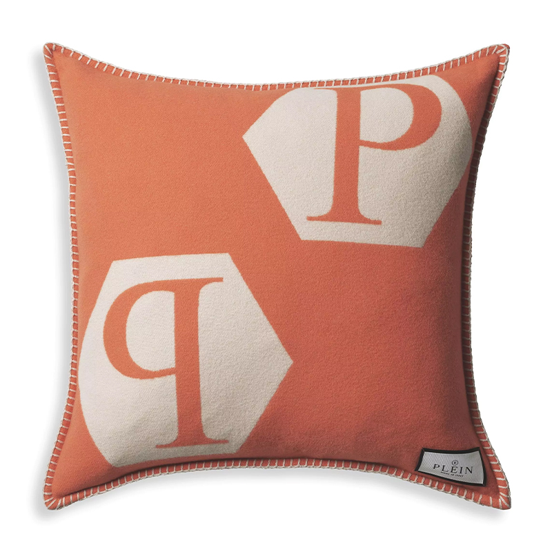 Подушка Philipp Plein Cushion Cashmere Orange Оранжевый Белый в Ростове-на-Дону | Loft Concept 