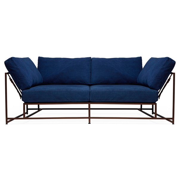   Indigo Denim and copper Two Seat Sofa   -- | Loft Concept 