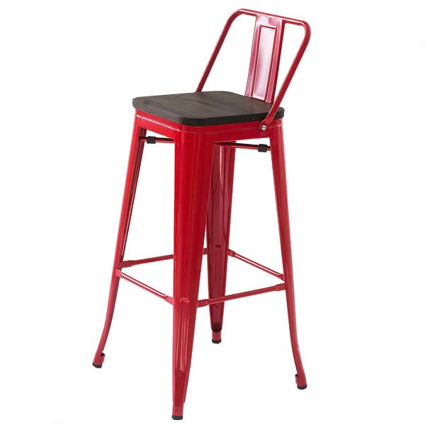   Tolix Bar Stool 75 Backed Wood Red    -- | Loft Concept 