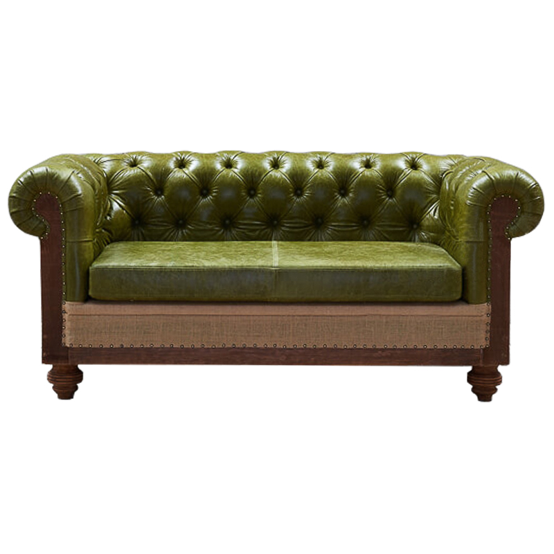  Deconstructed Chesterfield Sofa double  green leather   ivory (   )  -- | Loft Concept 