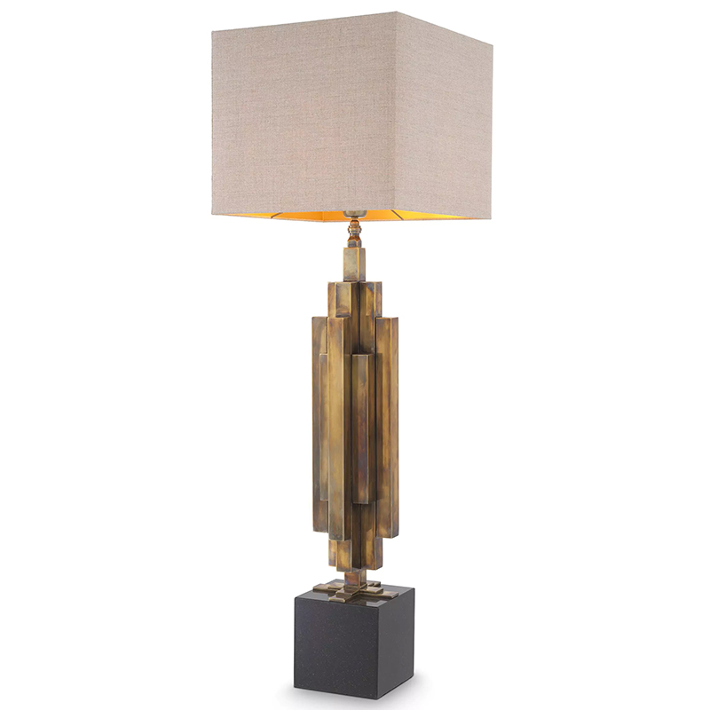 Настольная лампа Eichholtz Table Lamp Ellis Brass Черный Винтажная латунь Бежево-серый в Ростове-на-Дону | Loft Concept 