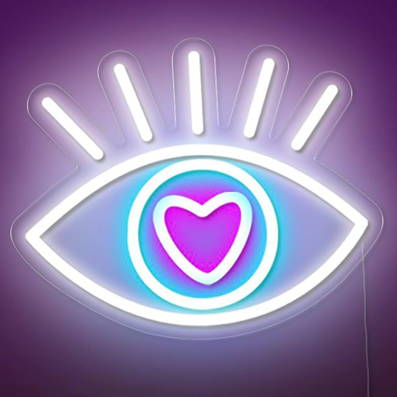 Неоновая настенная лампа Lucky Eye Neon Wall Lamp Белый Бирюзовый Розовый Прозрачный в Ростове-на-Дону | Loft Concept 