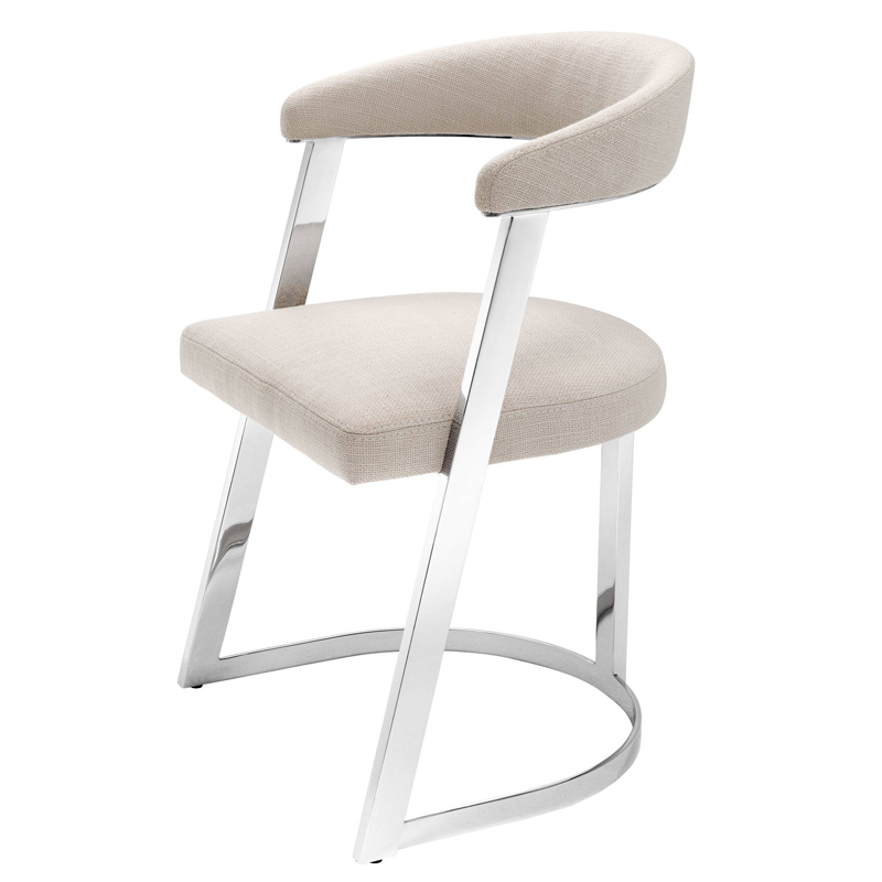 Стул Eichholtz Dining Chair Dexter Nickel Бежевый Никель в Ростове-на-Дону | Loft Concept 