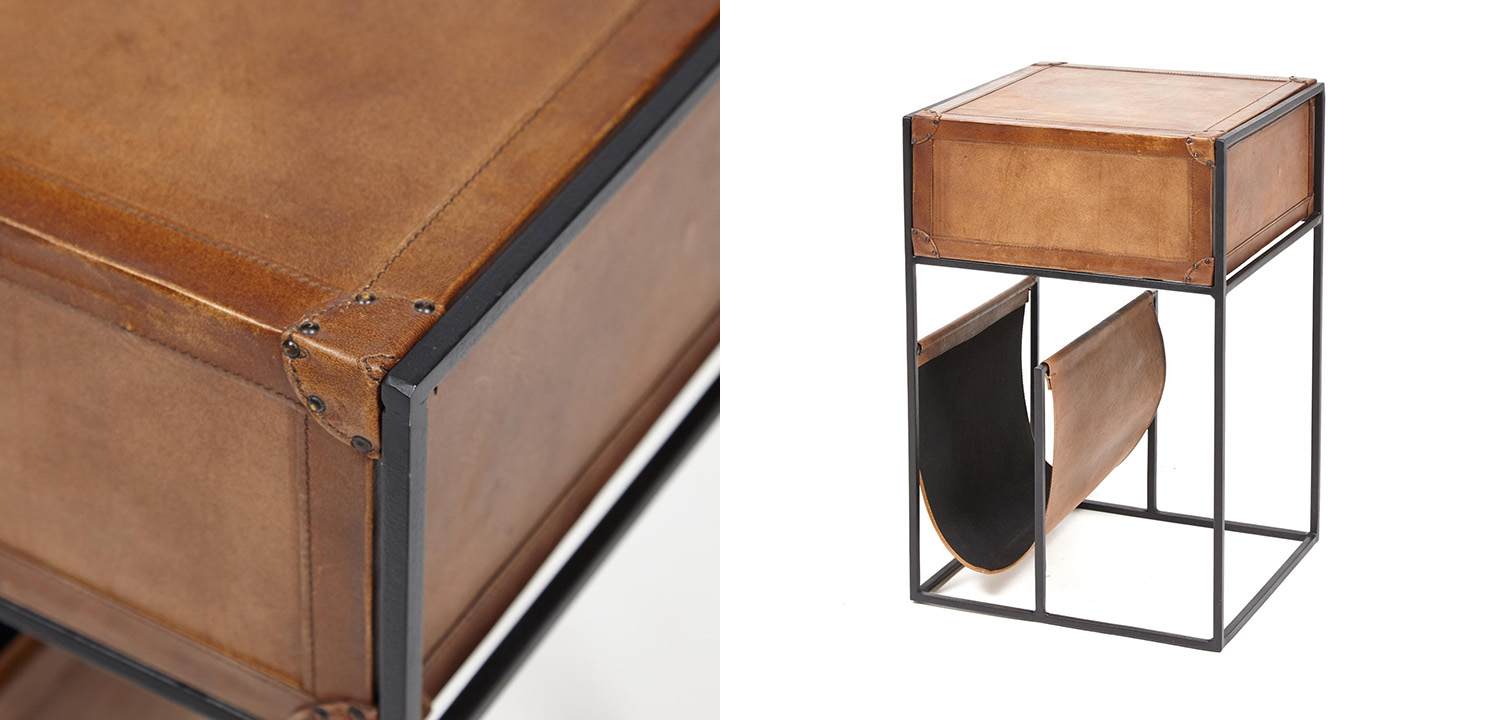 Тумба Industrial leather magazine rack  - фото
